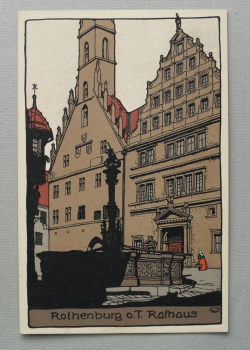 AK Rothenburg ob der Tauber / 1920-1940 / Litho Lithographie / Monogramm SW / Künstler Stein Zeichnung / Rathaus